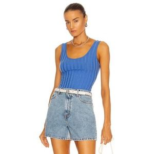 Jonathan Simkai Standard M Irene Bodysuit Blue Cerulean Ribbed